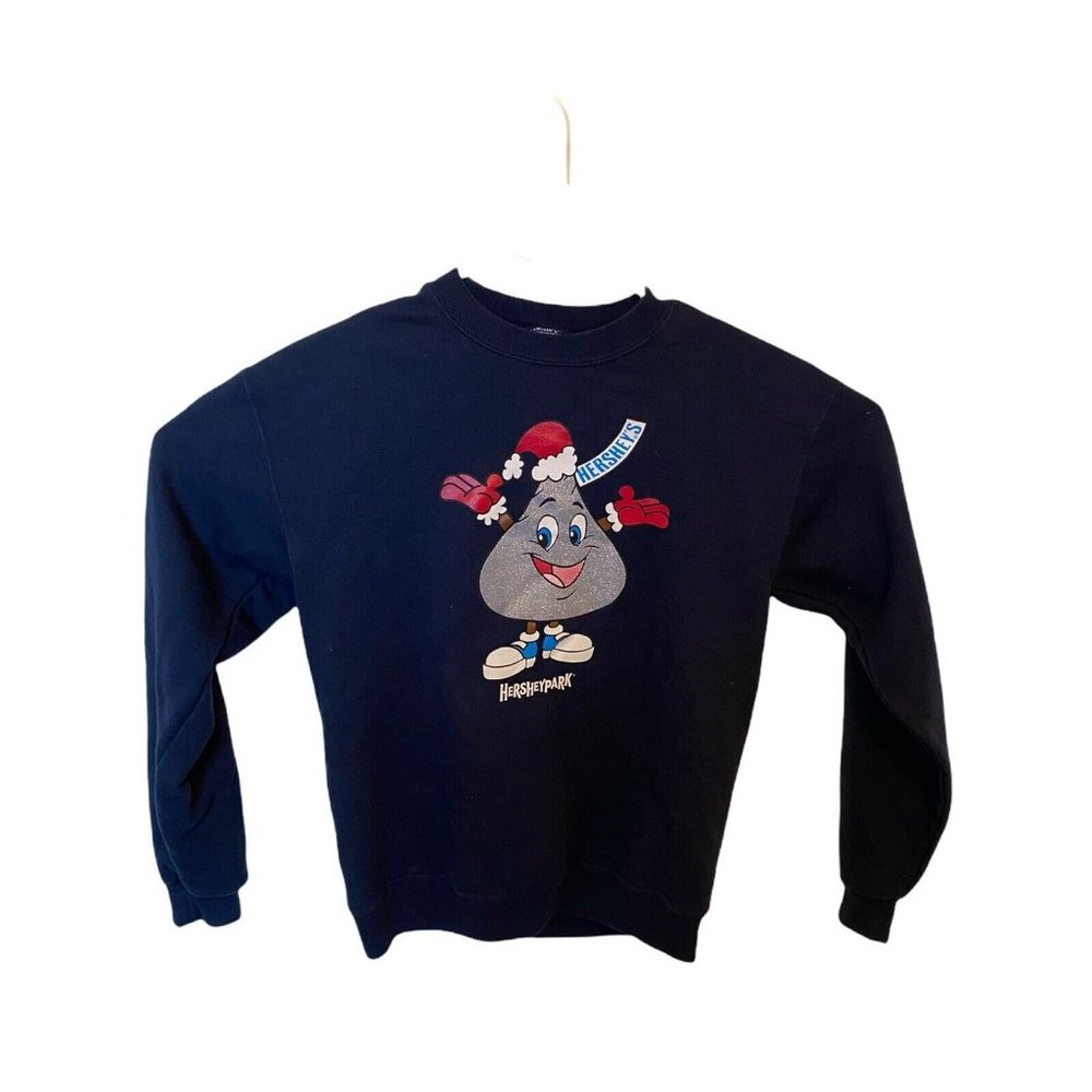 vintage hersey park sweat shirt size large 14-16 youth navy jerzees (read)